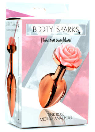 Rose Gold Anal Plug With Pink Flower - Medium
