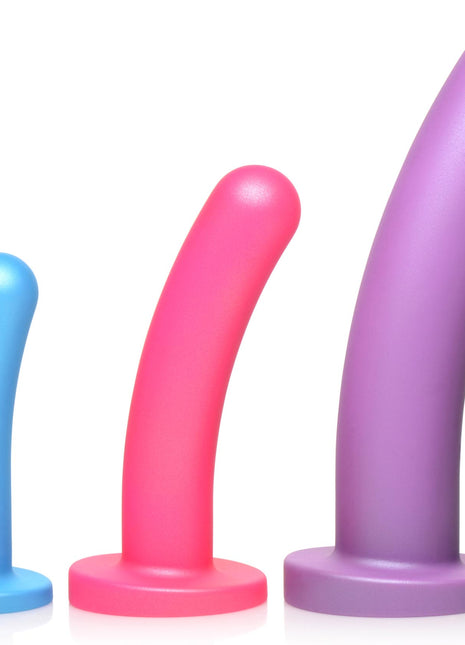 Triple Peg 28x Vibrating Silicone Dildo Set With Remote Control