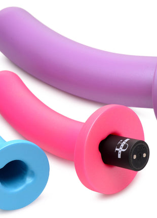 Triple Peg 28x Vibrating Silicone Dildo Set With Remote Control
