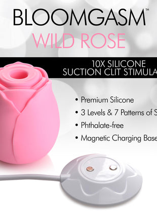 Bloomgasm Wild Rose 10x Suction Clit Stimulator - Pink