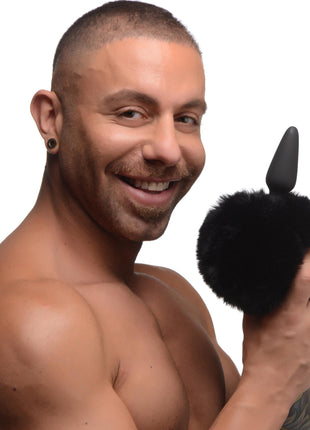 Small Anal Plug With Interchangeable Bunny Tail - Black