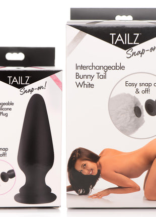 Small Anal Plug With Interchangeable Bunny Tail - White