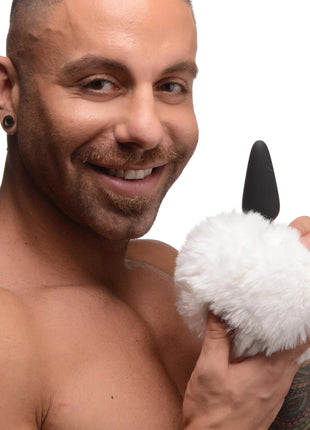 Small Anal Plug With Interchangeable Bunny Tail - White