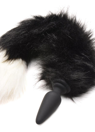 Small Anal Plug With Interchangeable Fox Tail - Black And White