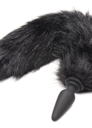 Small Anal Plug With Interchangeable Fox Tail - Black