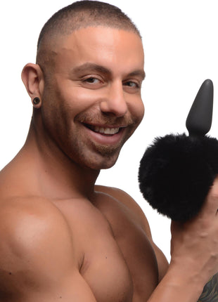 Large Anal Plug With Interchangeable Bunny Tail - Black