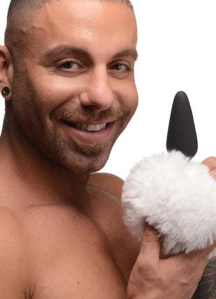 Large Anal Plug With Interchangeable Bunny Tail - White