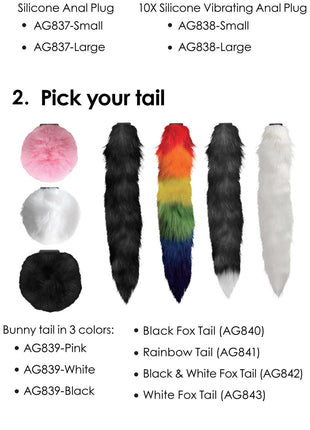 Small Vibrating Anal Plug With Interchangeable Bunny Tail - Black