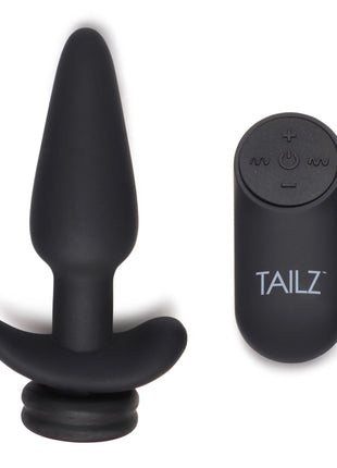 Small Vibrating Anal Plug With Interchangeable Bunny Tail - Black