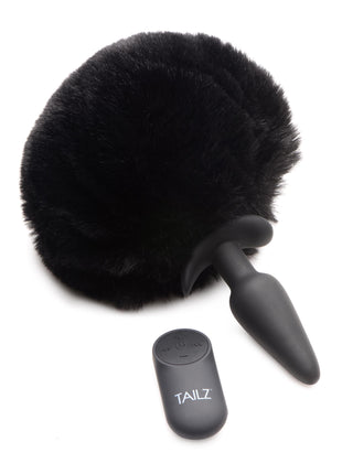 Small Vibrating Anal Plug With Interchangeable Bunny Tail - Black