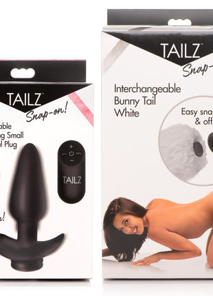Small Vibrating Anal Plug With Interchangeable Bunny Tail - White