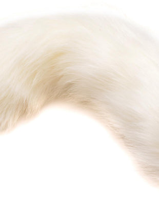 Small Vibrating Anal Plug With Interchangeable Fox Tail - White