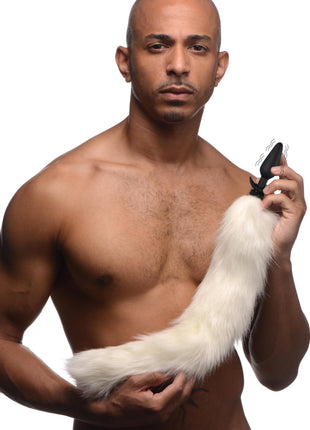 Small Vibrating Anal Plug With Interchangeable Fox Tail - White