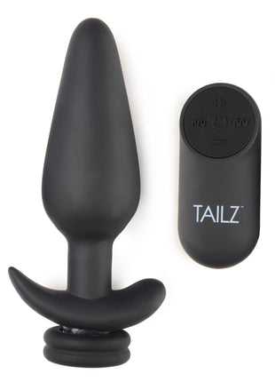 Large Vibrating Anal Plug With Interchangeable Bunny Tail - White