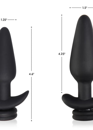 Large Vibrating Anal Plug With Interchangeable Fox Tail - Black And White