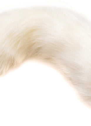 Large Vibrating Anal Plug With Interchangeable Fox Tail - White