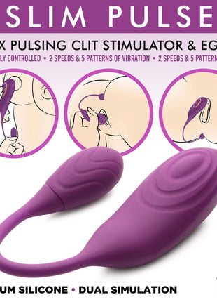 Slim Pulse 7x Pulsating Silicone Clit Stimulator And Vibrating Egg