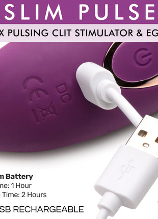 Slim Pulse 7x Pulsating Silicone Clit Stimulator And Vibrating Egg