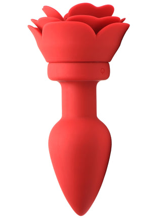 28x Silicone Vibrating Rose Anal Plug With Remote - Large