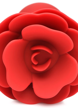 28x Silicone Vibrating Rose Anal Plug With Remote - Large