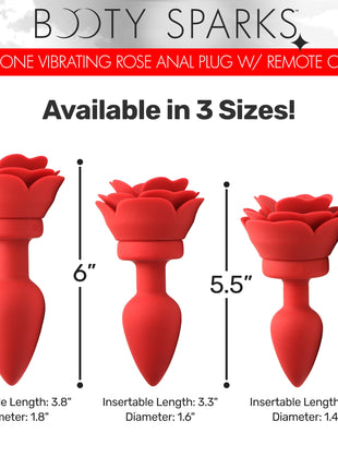 28x Silicone Vibrating Rose Anal Plug With Remote - Large