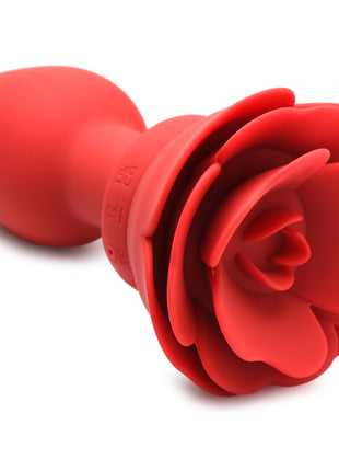28x Silicone Vibrating Rose Anal Plug With Remote - Large