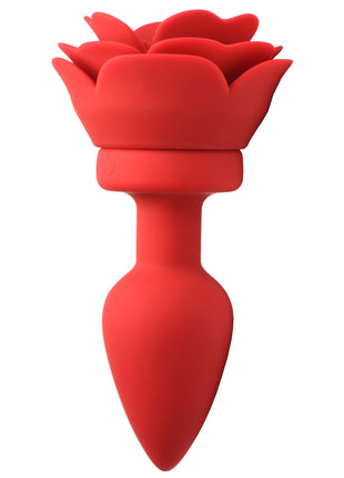 28x Silicone Vibrating Rose Anal Plug With Remote - Medium