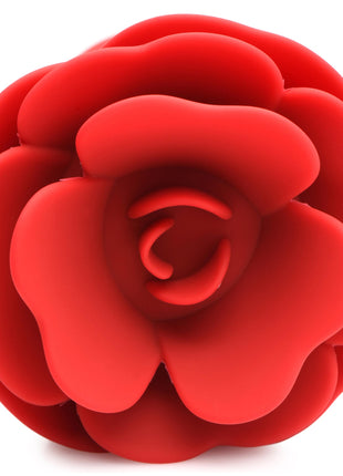 28x Silicone Vibrating Rose Anal Plug With Remote - Medium