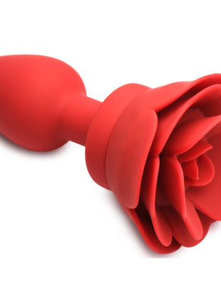 28x Silicone Vibrating Rose Anal Plug With Remote - Medium