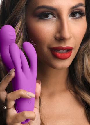 10x Triple Rabbit Silicone Vibrator - Purple