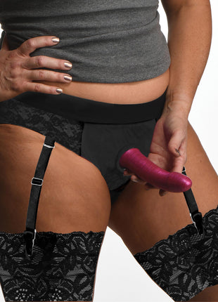 Laced Seductress Crotchless Panty Harness With Garter Straps - Lxl