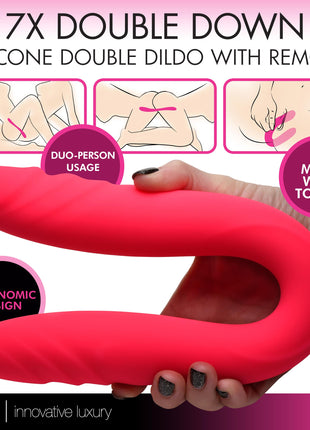 7x Double Down Silicone Double Dildo With Remote