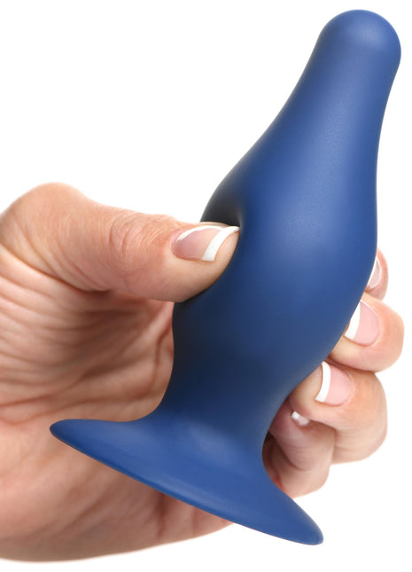 Squeezable Tapered Large Anal Plug - Blue