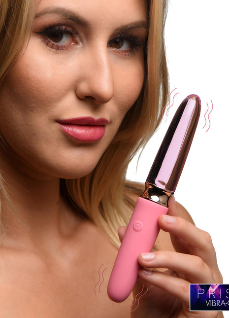 10x Rose Dual Ended Smooth Silicone And Glass Vibrator