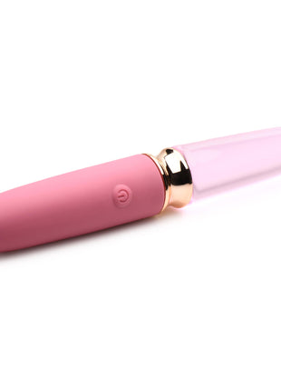 10x Rose Dual Ended Smooth Silicone And Glass Vibrator