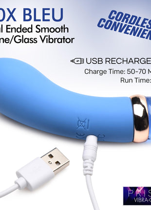 10x Bleu Dual Ended G-spot Silicone And Glass Vibrator
