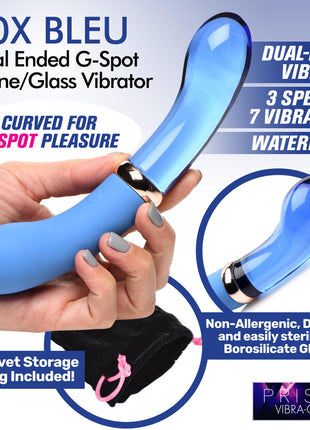 10x Bleu Dual Ended G-spot Silicone And Glass Vibrator