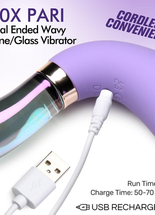 10x Pari Dual Ended Wavy Silicone And Glass Vibrator