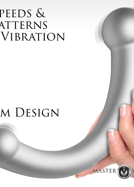 10x Vibra-crescent Vibrating Silicone Dual-ended Dildo - Silver