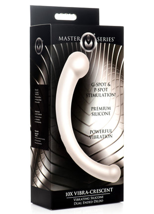 10x Vibra-crescent Vibrating Silicone Dual-ended Dildo - Silver