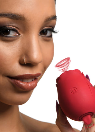 The Double Tease Rose 10x Sucking And Licking Silicone Stimulator