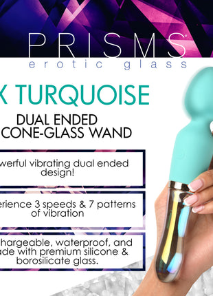 10x Turquoise Dual Ended Silicone And Glass Wand