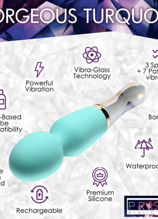 10x Turquoise Dual Ended Silicone And Glass Wand