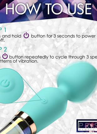 10x Turquoise Dual Ended Silicone And Glass Wand