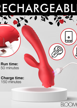 Blooming Bunny Sucking And Thrusting Silicone Rabbit Vibrator