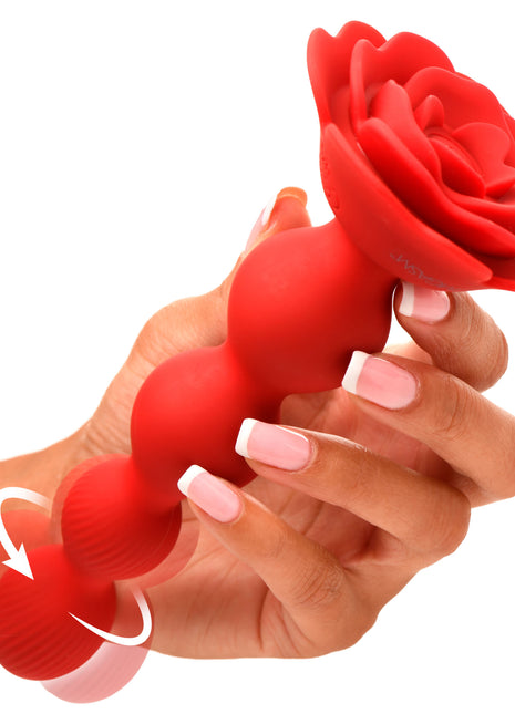 10x Rose Twirl Vibrating And Rotating Silicone Anal Beads
