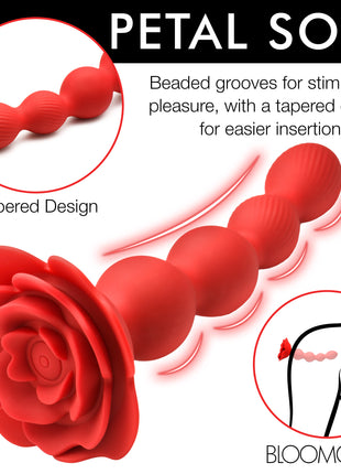 10x Rose Twirl Vibrating And Rotating Silicone Anal Beads
