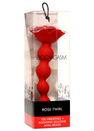10x Rose Twirl Vibrating And Rotating Silicone Anal Beads
