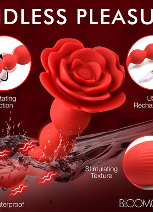 10x Rose Twirl Vibrating And Rotating Silicone Anal Beads