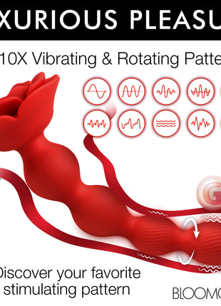 10x Rose Twirl Vibrating And Rotating Silicone Anal Beads